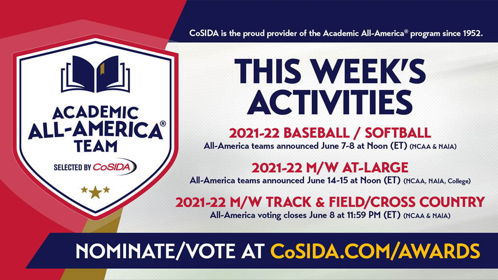 This Week's Activities: 2021-22 CoSIDA Academic All-America® Program